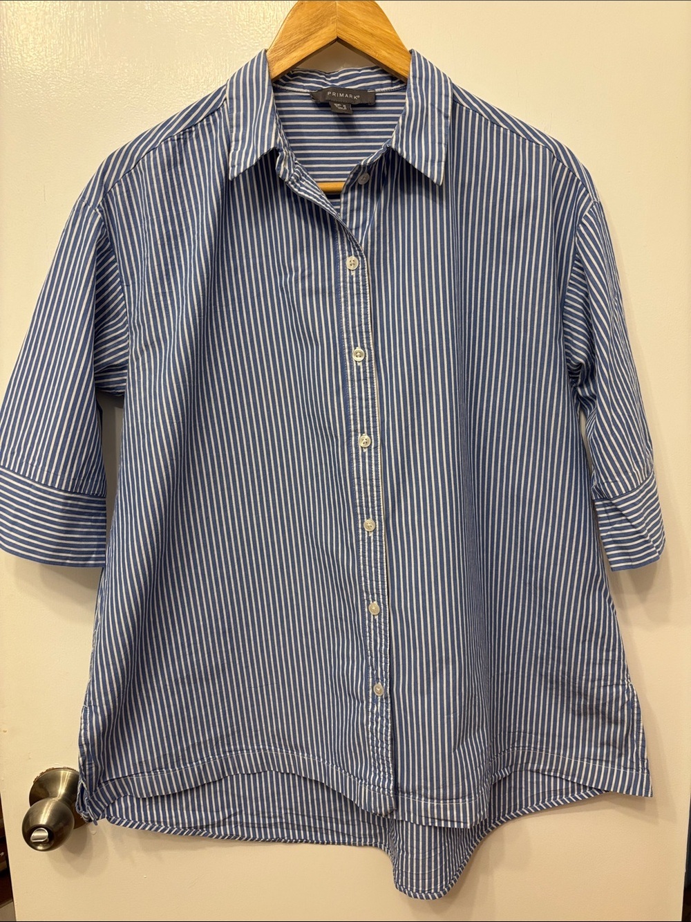 Primark Oversized Blue and White Striped Button-Down Shirt